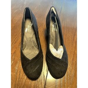Aerosoles Heelrest Credential Womens 9.5 Black Faux Suede Cushion 2 1/4" Heel‎